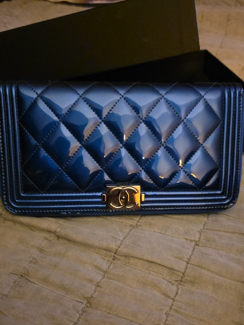 Chanel Boy Wallet/ In Cobalt Blue/ 100% Authentic